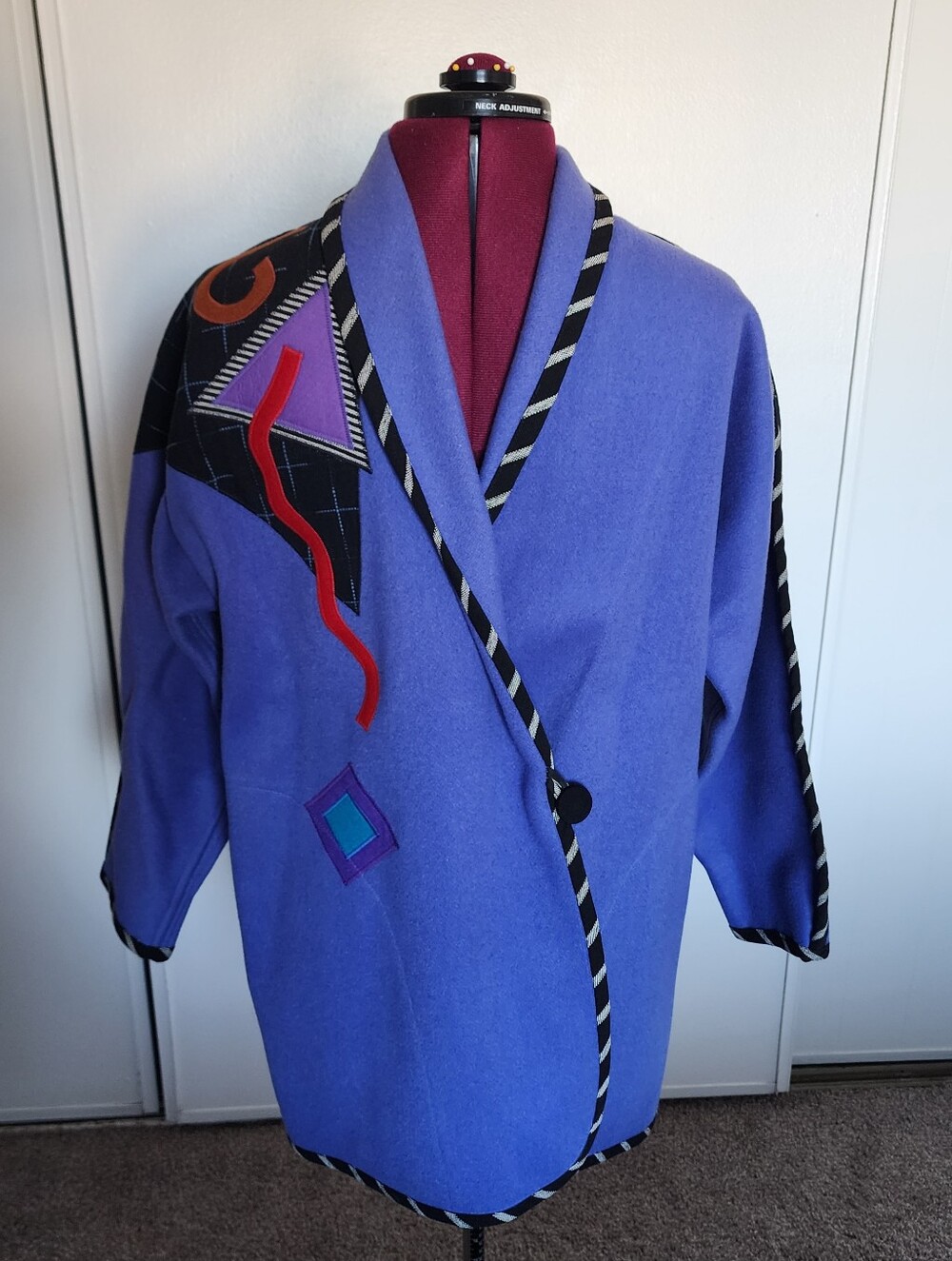 Vintage 1980s Beppa Wearable Art 100% Pure Wool Purple Jacket Size Medium USA
